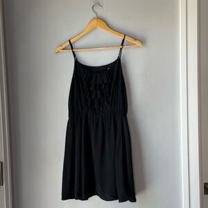 WYL Silk Ruffle Black Mini Dress Spaghetti Straps